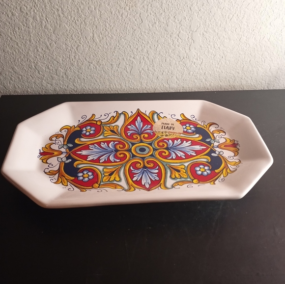 GORGEOUS Nova Deruta Made in Italy 6"x11" Platter & 11" Spoon Rest Set of 2. - Picture 2 of 8